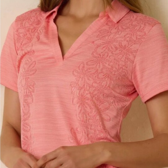 Tommy Bahama Palm Coast Floral IslandZone Polo in Pink Plumeria Size: XS